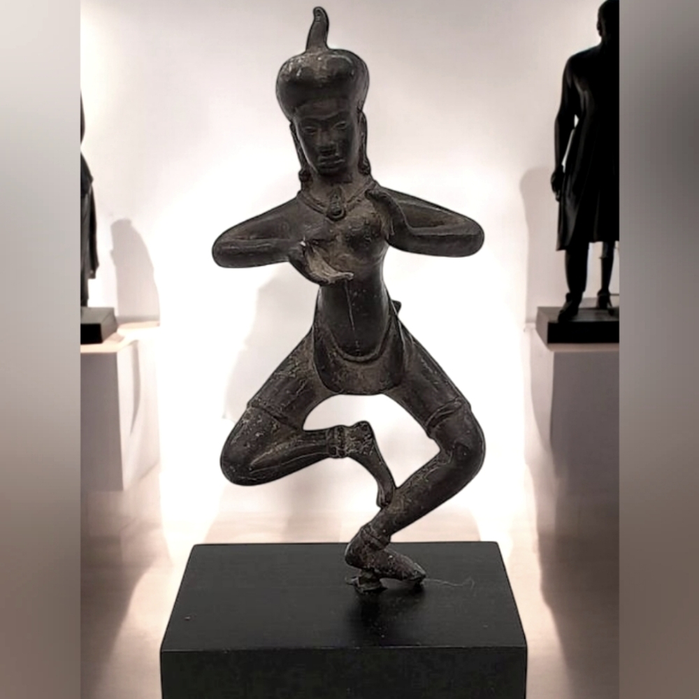 Antique Cambodian Style Apsara Khmer Style Angkor Wat Bronze Standing Apsara or